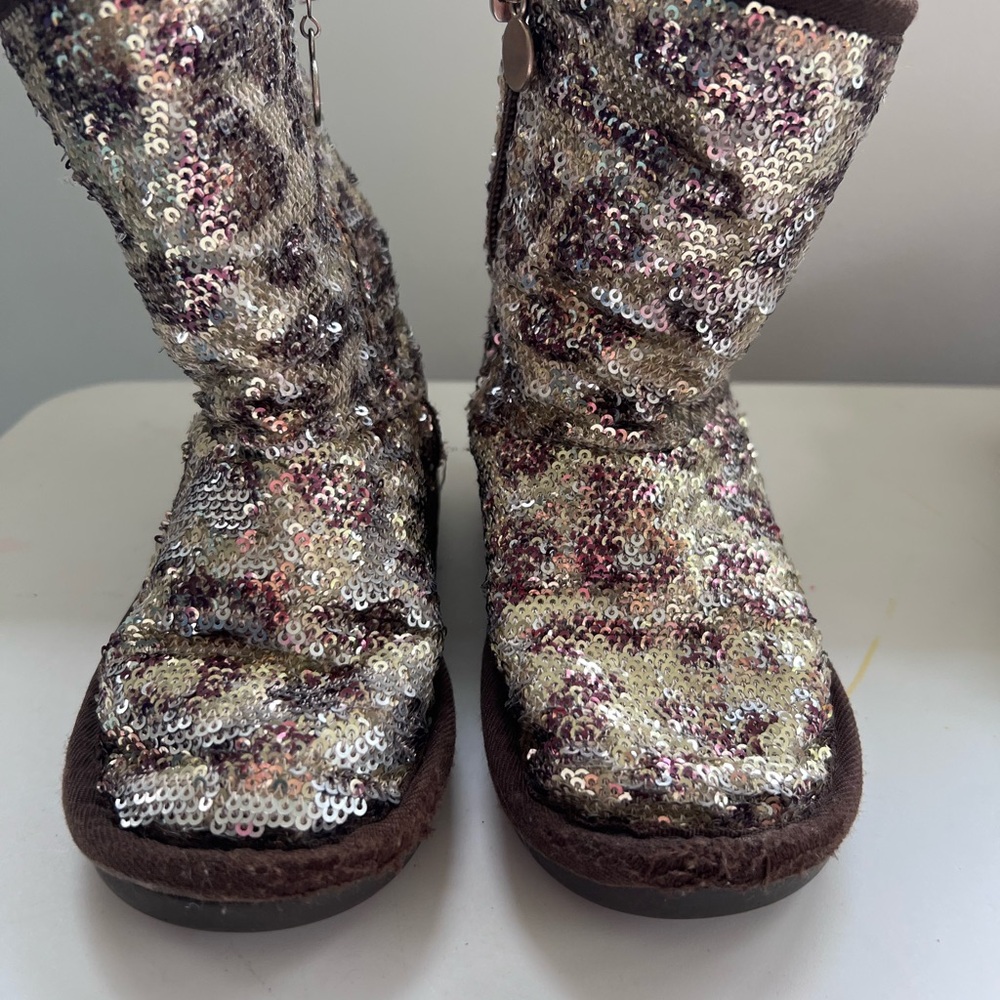 Stuart Weitzman Kids Sequin Boots - Silver and Brown